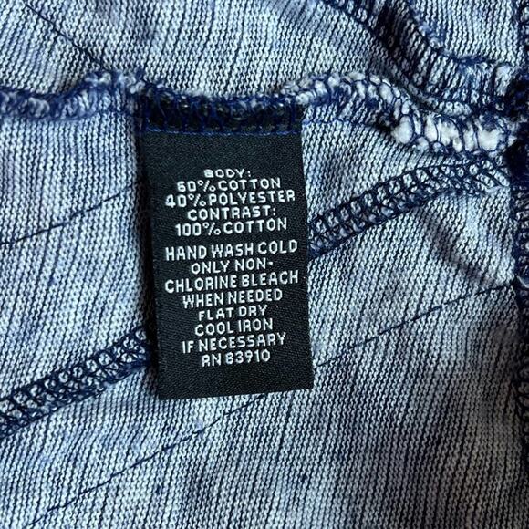 Hannah Denim Blue Heather Terry Dolman Sleeve Too with Crochet Lace Size L - Picture 5 of 7
